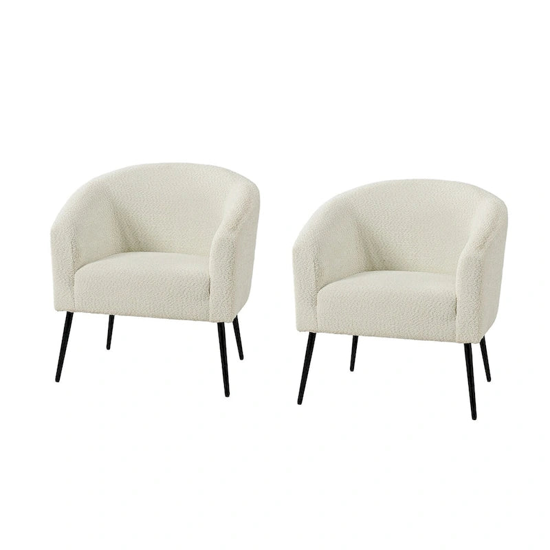 Sillón con base de metal, chenilla, juego de 2 – Gris / Negro / Amarillo / Marfil / Óxido