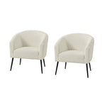 Sillón con base de metal, chenilla, juego de 2 – Gris / Negro / Amarillo / Marfil / Óxido