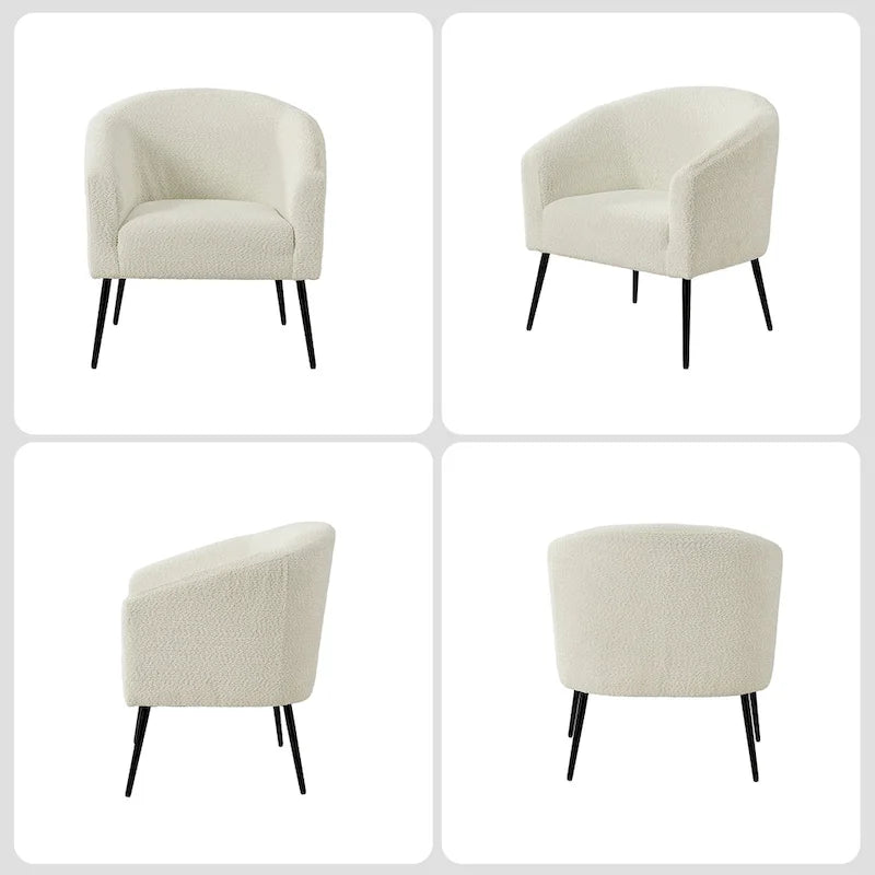 Sillón con base de metal, chenilla, juego de 2 – Gris / Negro / Amarillo / Marfil / Óxido