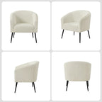 Sillón con base de metal, chenilla, juego de 2 – Gris / Negro / Amarillo / Marfil / Óxido