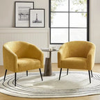 Sillón con base de metal, chenilla, juego de 2 – Gris / Negro / Amarillo / Marfil / Óxido