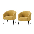 Sillón con base de metal, chenilla, juego de 2 – Gris / Negro / Amarillo / Marfil / Óxido