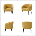 Sillón con base de metal, chenilla, juego de 2 – Gris / Negro / Amarillo / Marfil / Óxido