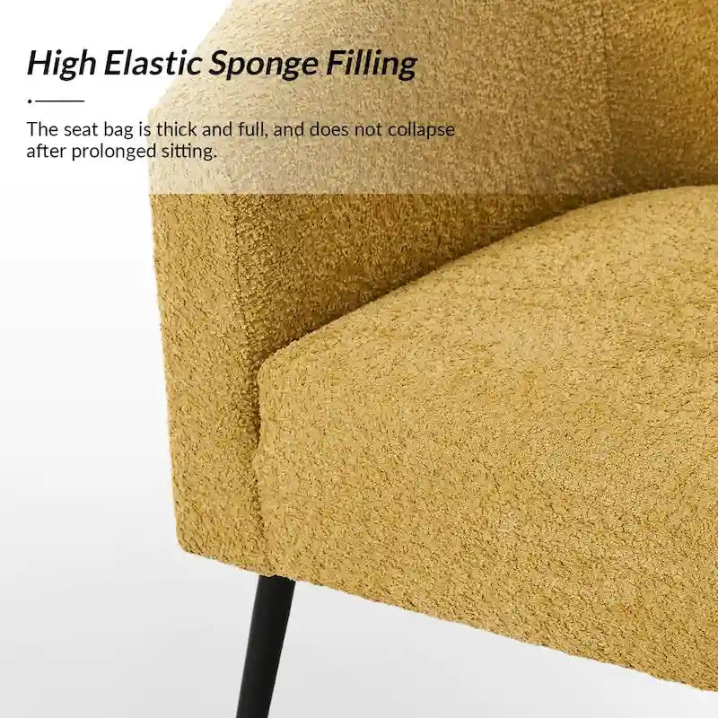 Sillón con base de metal, chenilla, juego de 2 – Gris / Negro / Amarillo / Marfil / Óxido