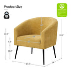 Sillón con base de metal, chenilla, juego de 2 – Gris / Negro / Amarillo / Marfil / Óxido