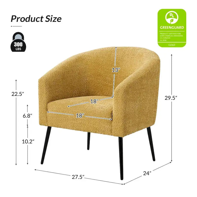 Sillón con base de metal, chenilla, juego de 2 – Gris / Negro / Amarillo / Marfil / Óxido