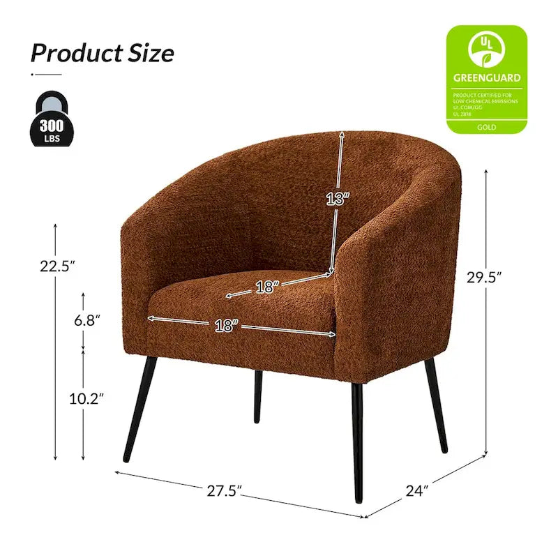 Sillón con base de metal, chenilla, juego de 2 – Gris / Negro / Amarillo / Marfil / Óxido