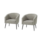 Sillón con base de metal, chenilla, juego de 2 – Gris / Negro / Amarillo / Marfil / Óxido