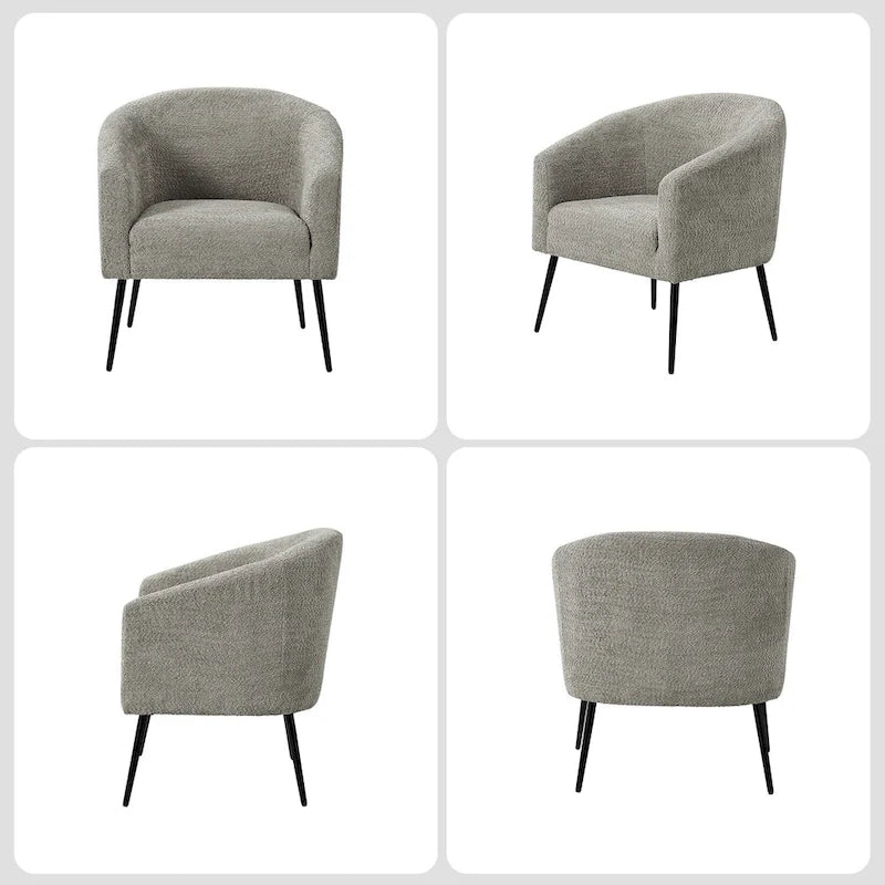 Sillón con base de metal, chenilla, juego de 2 – Gris / Negro / Amarillo / Marfil / Óxido