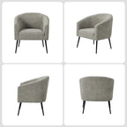 Sillón con base de metal, chenilla, juego de 2 – Gris / Negro / Amarillo / Marfil / Óxido