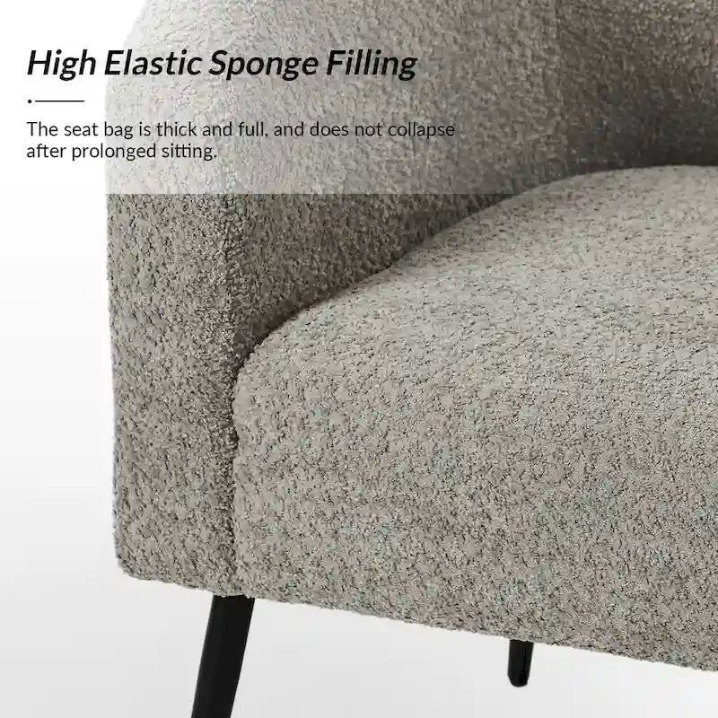 Sillón con base de metal, chenilla, juego de 2 – Gris / Negro / Amarillo / Marfil / Óxido