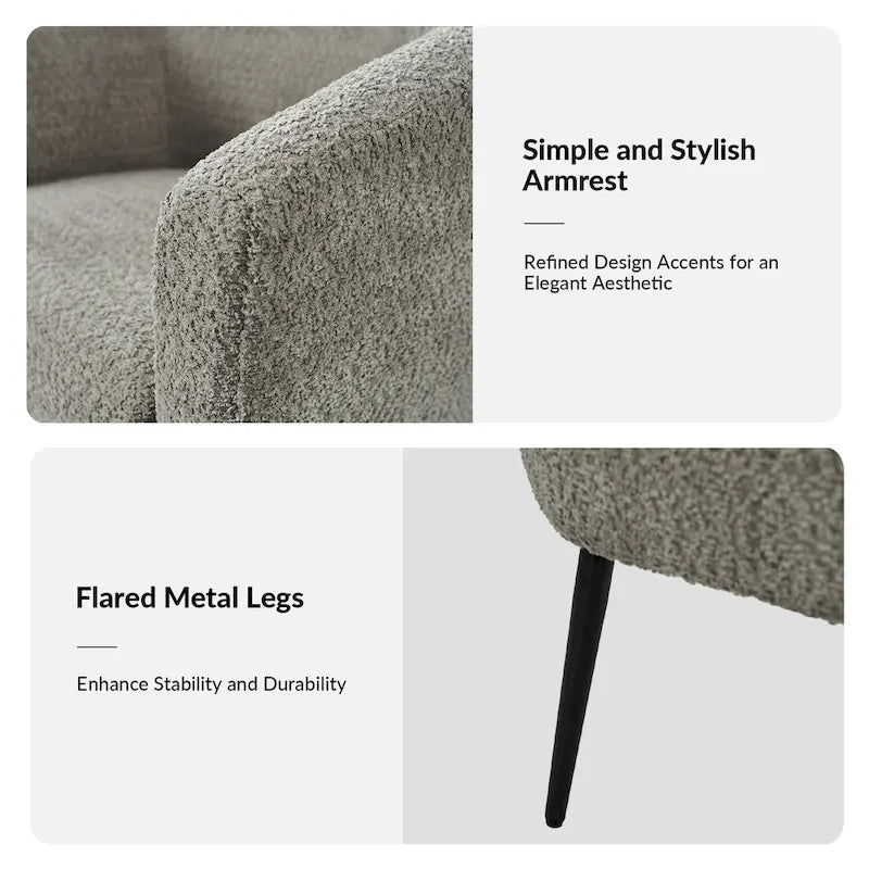 Sillón con base de metal, chenilla, juego de 2 – Gris / Negro / Amarillo / Marfil / Óxido