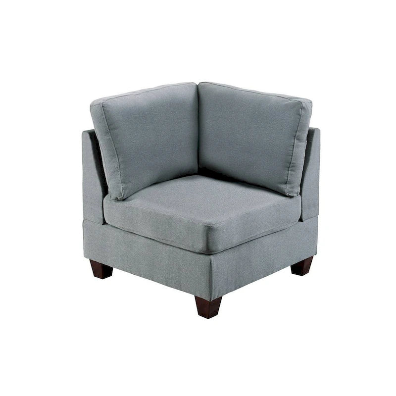 Sofá esquinero modular gris y marrón, asiento individual