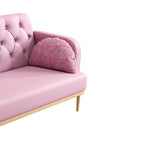 Sofá de dos plazas con diseño de tulipanes en rosa y verde