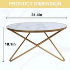 Mesa de centro redonda – Patrón de mármol, vidrio templado, 3 colores