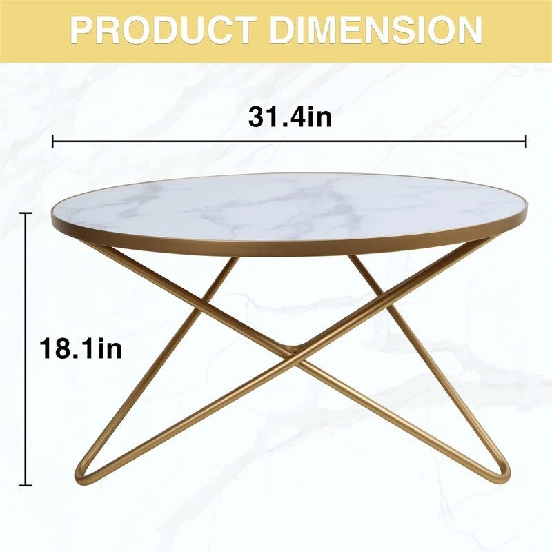 Mesa de centro redonda – Patrón de mármol, vidrio templado, 3 colores
