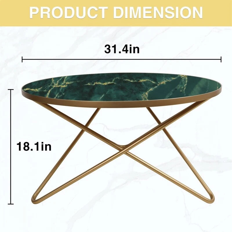 Mesa de centro redonda – Patrón de mármol, vidrio templado, 3 colores