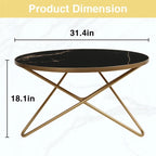 Mesa de centro redonda – Patrón de mármol, vidrio templado, 3 colores