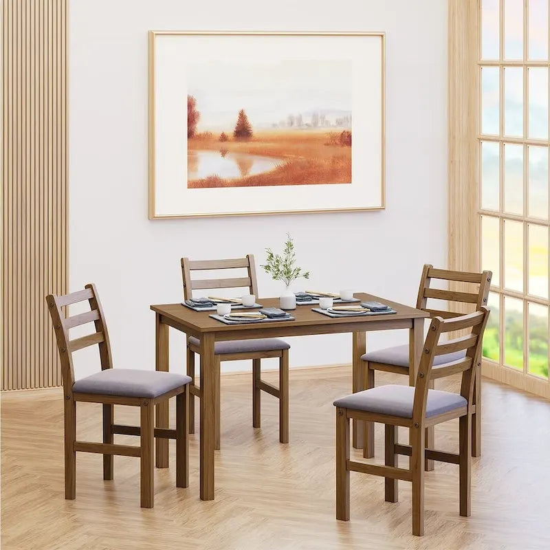 Juegos de pub de 5 piezas, elegante juego de mesa de comedor con 4 sillas tapizadas