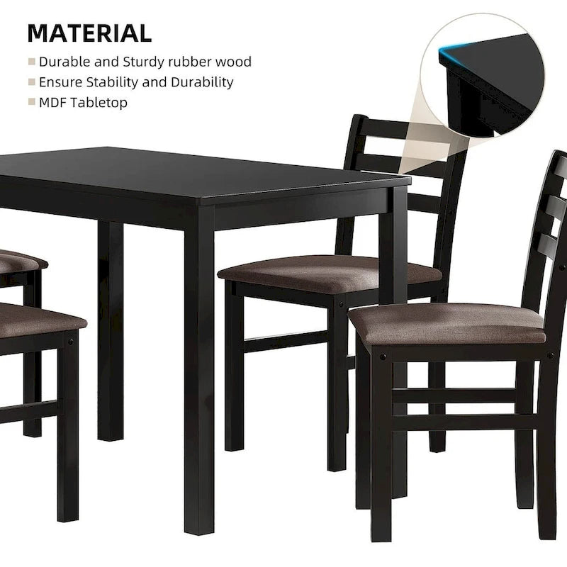 Juegos de pub de 5 piezas, elegante juego de mesa de comedor con 4 sillas tapizadas
