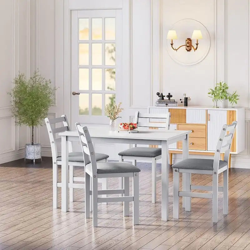 Juegos de pub de 5 piezas, elegante juego de mesa de comedor con 4 sillas tapizadas