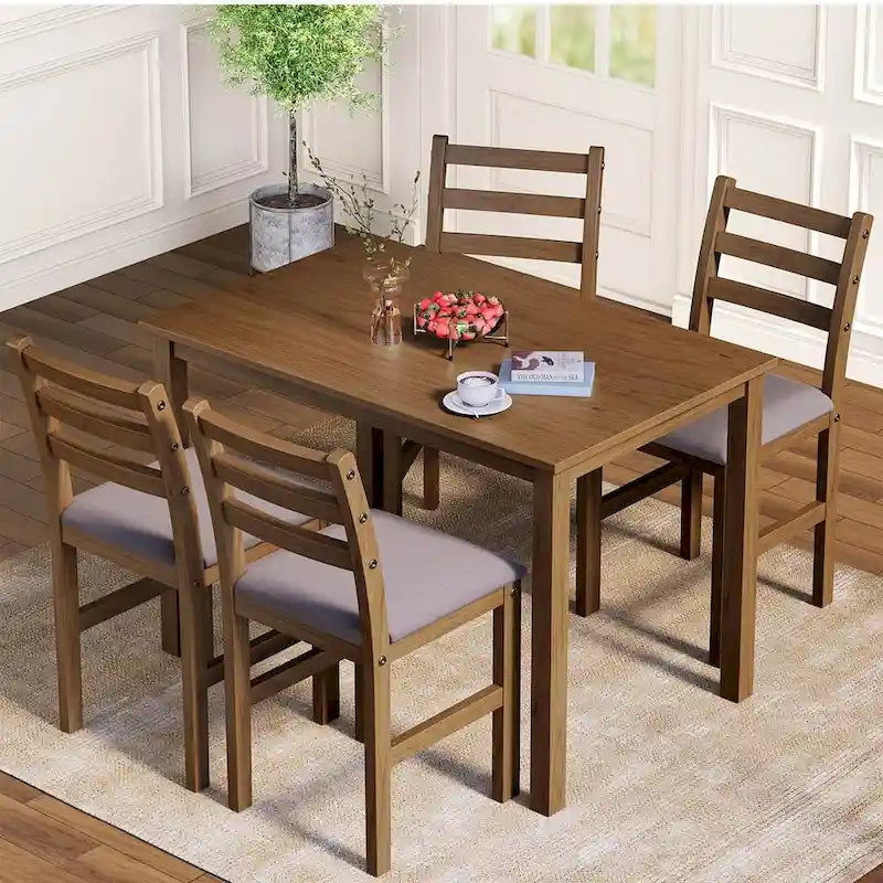 Juegos de pub de 5 piezas, elegante juego de mesa de comedor con 4 sillas tapizadas