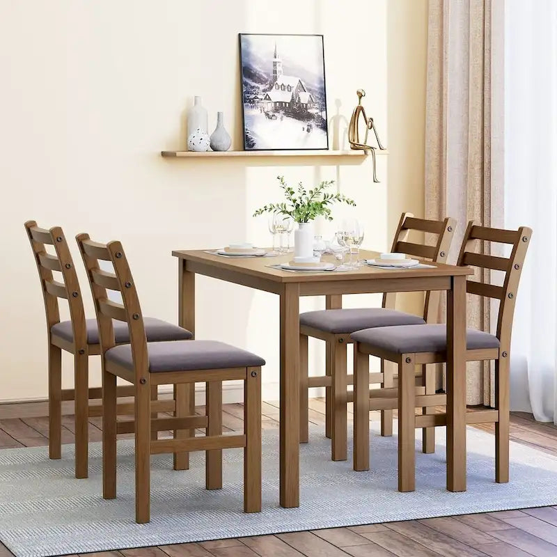 Juegos de pub de 5 piezas, elegante juego de mesa de comedor con 4 sillas tapizadas