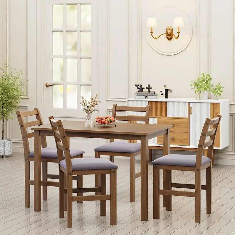 Juegos de pub de 5 piezas, elegante juego de mesa de comedor con 4 sillas tapizadas