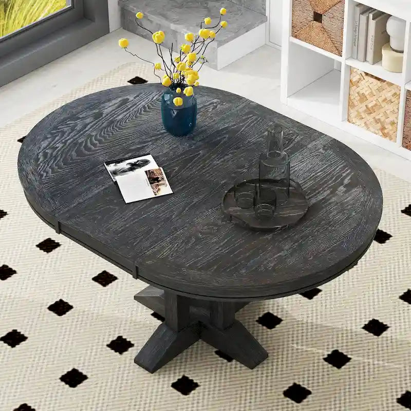 Mesa de comedor de granja Mesa redonda extensible para cocina, comedor