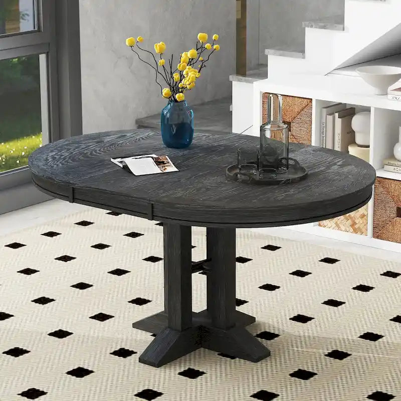 Mesa de comedor de granja Mesa redonda extensible para cocina, comedor