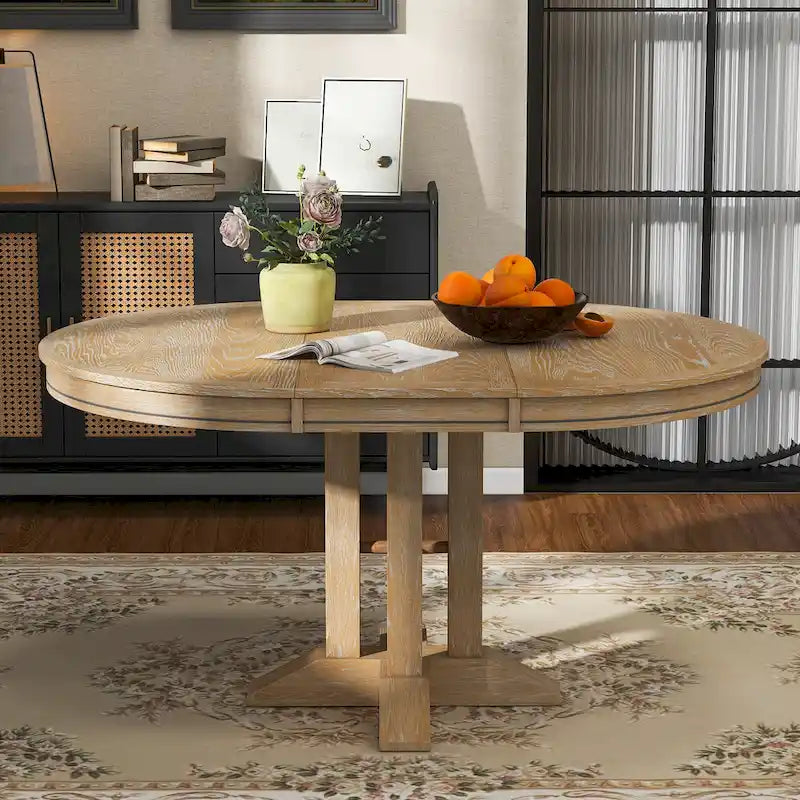 Mesa de comedor de granja Mesa redonda extensible para cocina, comedor