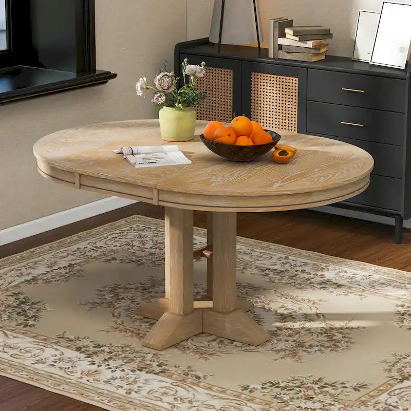 Mesa de comedor de granja Mesa redonda extensible para cocina, comedor