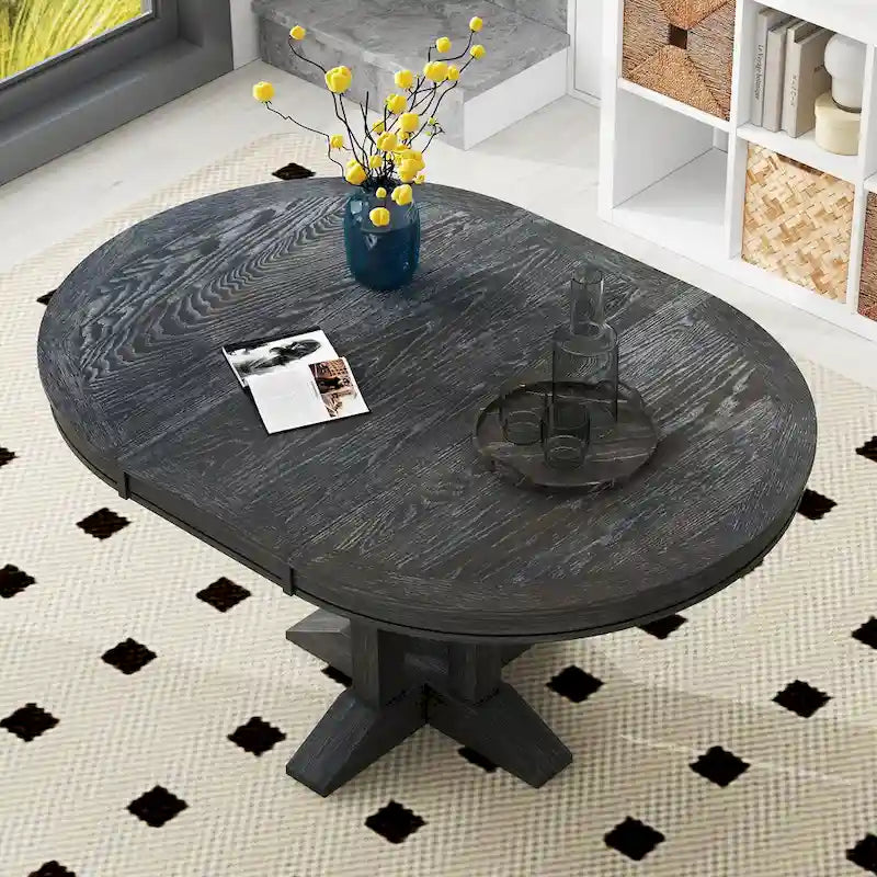 Mesa de comedor de granja Mesa redonda extensible para cocina, comedor