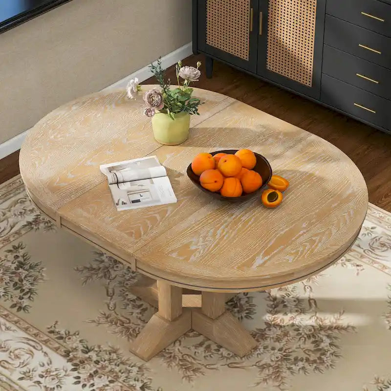 Mesa de comedor de granja Mesa redonda extensible para cocina, comedor