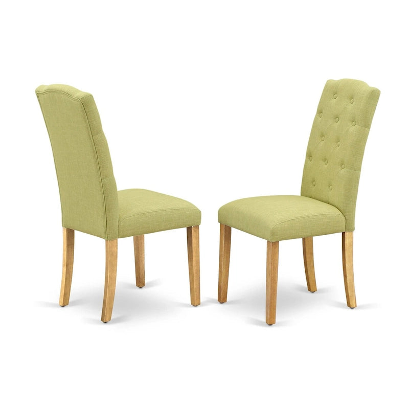 Juego de comedor de 3 piezas de lino verde lima y roble, para 2 personas