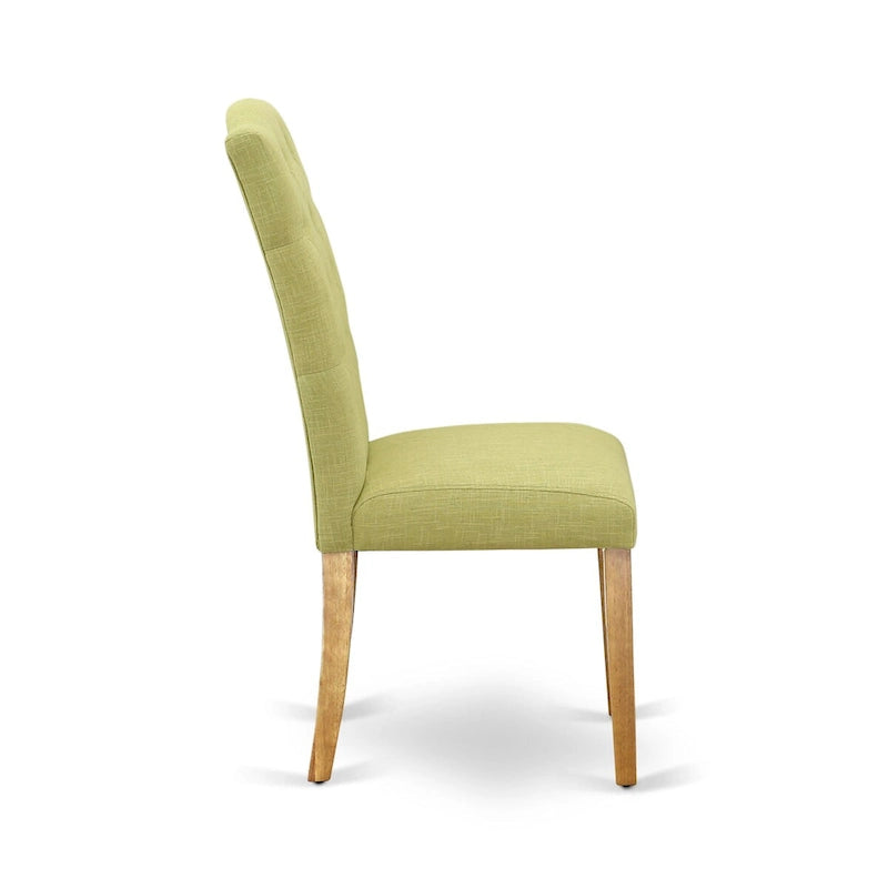 Juego de comedor de 3 piezas de lino verde lima y roble, para 2 personas