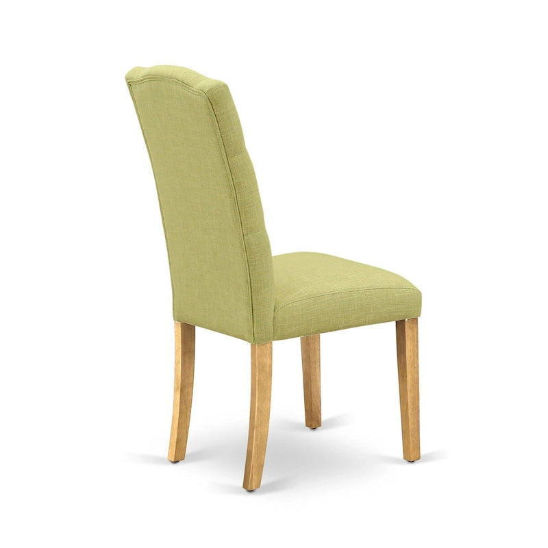 Juego de comedor de 3 piezas de lino verde lima y roble, para 2 personas