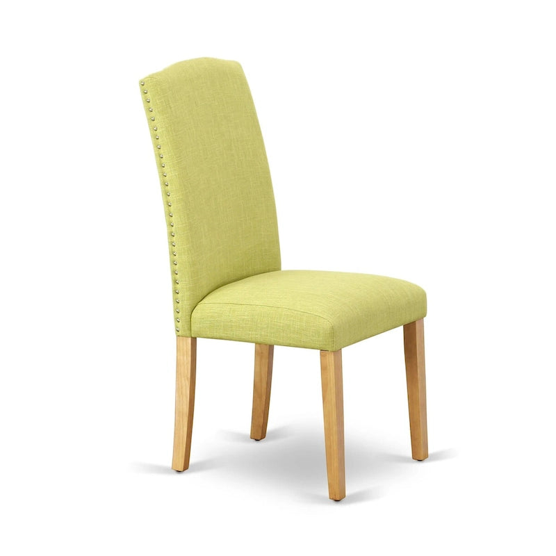 Juego de comedor de 3 piezas de lino verde lima y roble, para 2 personas