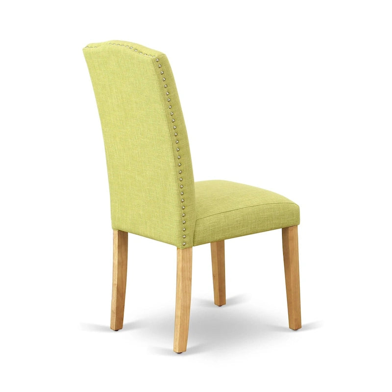 Juego de comedor de 3 piezas de lino verde lima y roble, para 2 personas