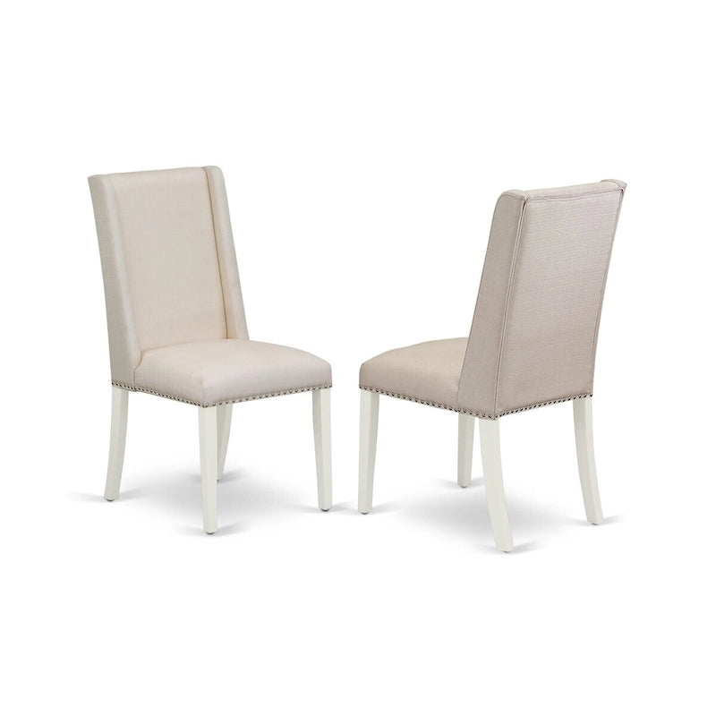 Juego de comedor para 9 personas Linen White y Cream con sillas Parson