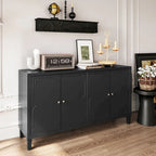 Aparador de 4 puertas negro de 60", estilo oriental, 1 unidad