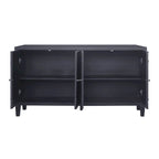 Aparador de 4 puertas negro de 60", estilo oriental, 1 unidad