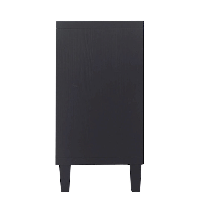 Aparador de 4 puertas negro de 60", estilo oriental, 1 unidad