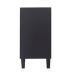 Aparador de 4 puertas negro de 60", estilo oriental, 1 unidad