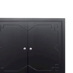 Aparador de 4 puertas negro de 60", estilo oriental, 1 unidad