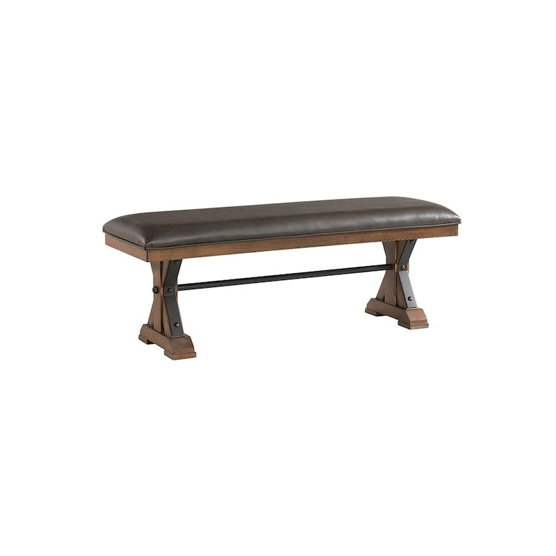 Banco de pino acolchado marrón, asiento individual