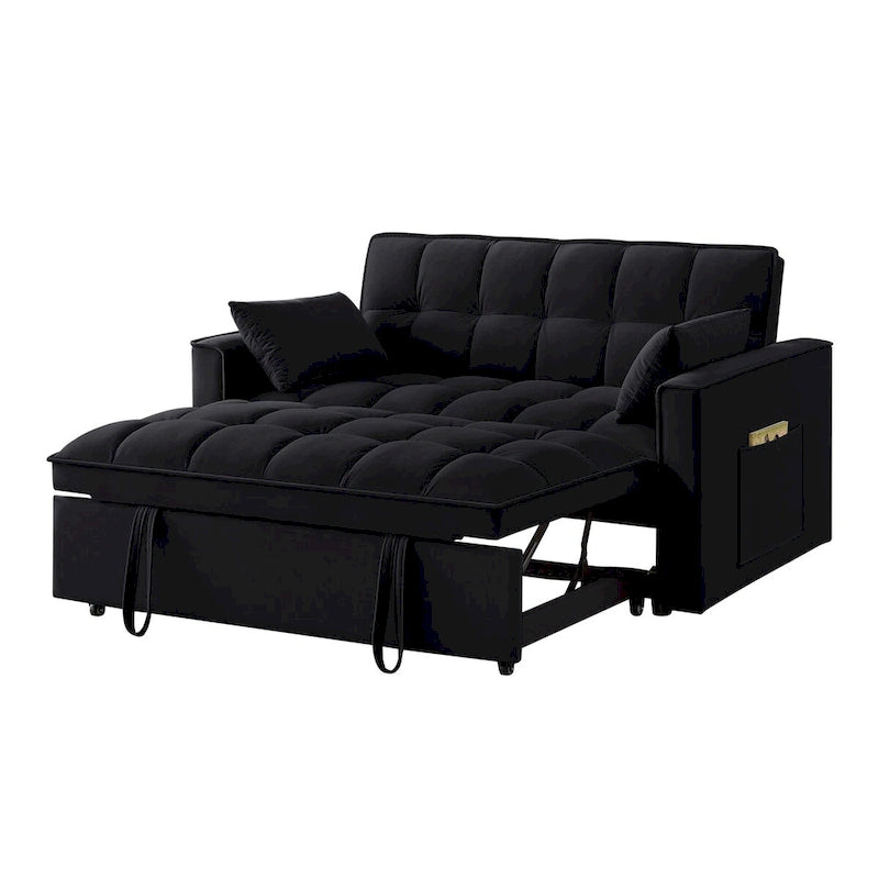 Sofá Cama Biplaza Convertible de Terciopelo Gris / Negro / Azul / Gris Topo, 4 en 1, Capacidad 250 kg