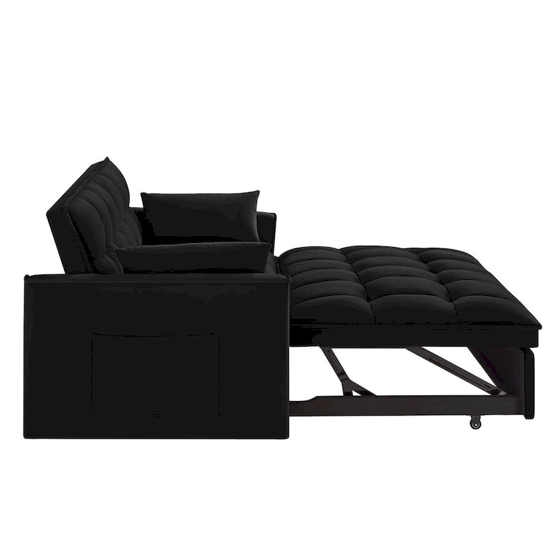 Sofá Cama Biplaza Convertible de Terciopelo Gris / Negro / Azul / Gris Topo, 4 en 1, Capacidad 250 kg