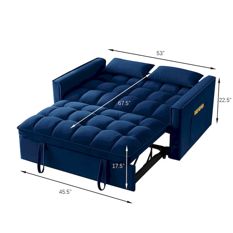 Sofá Cama Biplaza Convertible de Terciopelo Gris / Negro / Azul / Gris Topo, 4 en 1, Capacidad 250 kg