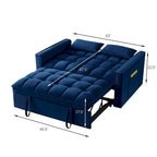 Sofá Cama Biplaza Convertible de Terciopelo Gris / Negro / Azul / Gris Topo, 4 en 1, Capacidad 250 kg